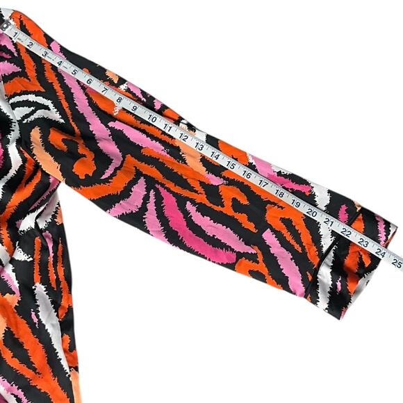 DVF x Target Satin Pajama Set L Tiger Stripe Button Shirt Shorts Silky Lounge - Picture 6 of 10